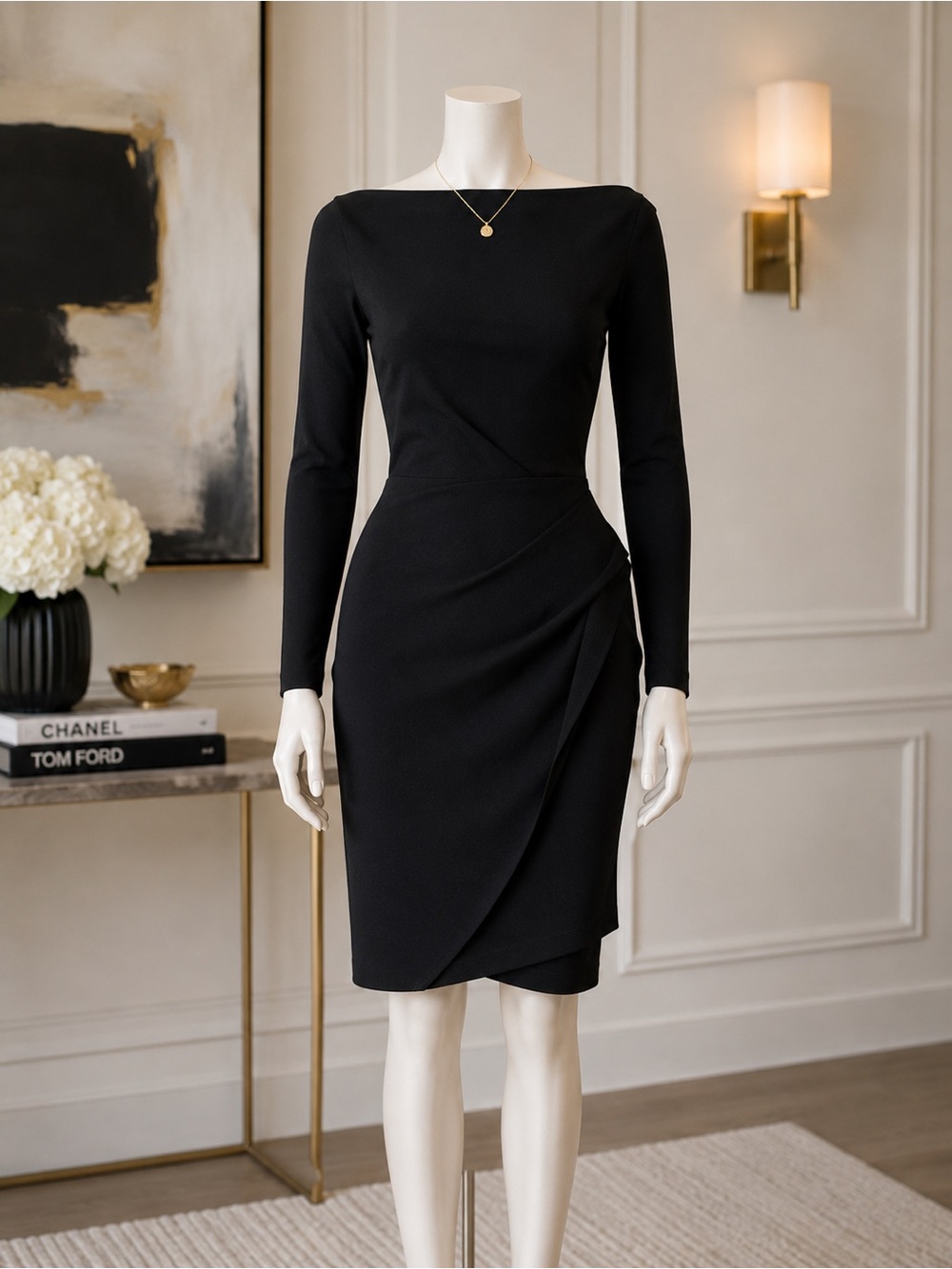 La Petite Robe di Chiara Boni Bateau Neckline Mini Dress Black Size S/4